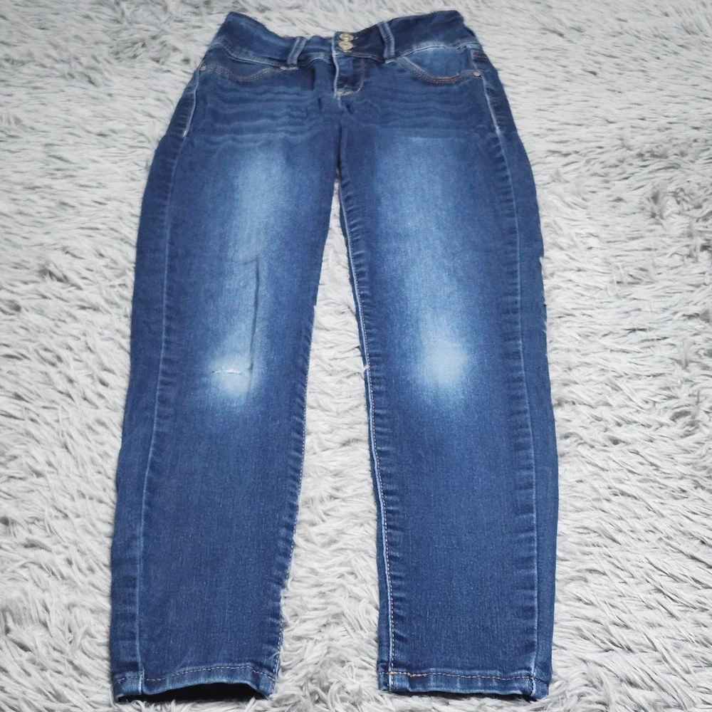 Wallflower Sassy Skinny Jeans Womens Juniors 0 Blue High Rise Denim‎ WFM10481S